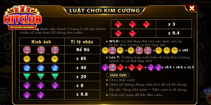 Luật chơi Kim Cương Hitclub của hình thức này như nào? 